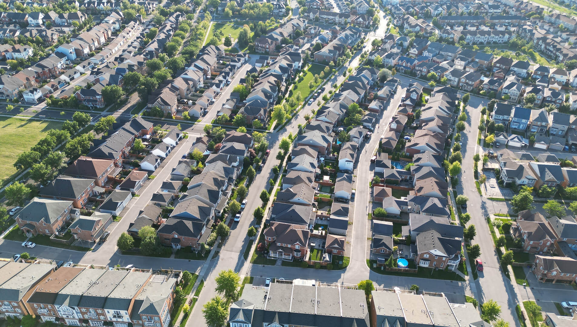 Aerial view of a Canadian neighbourhood